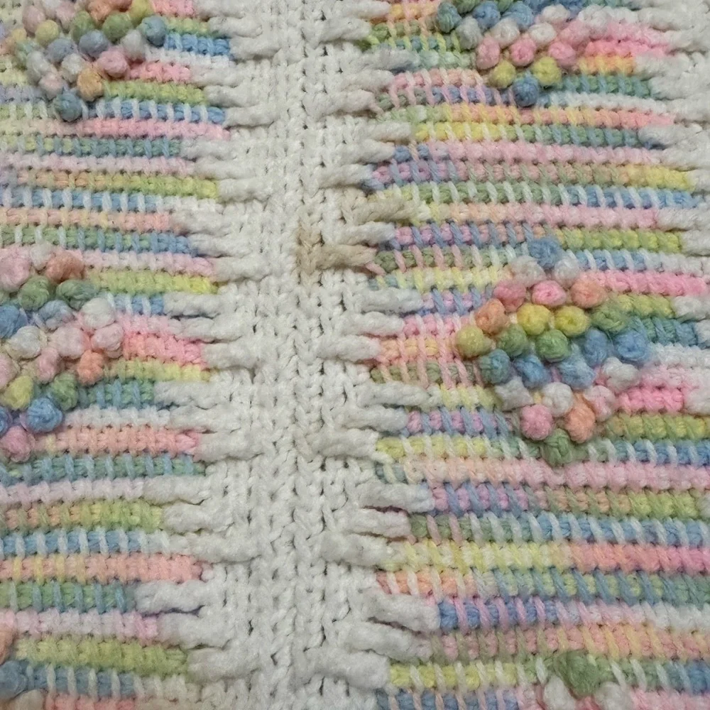 VTG Pastel Knit Baby Blanket Dual Design‎